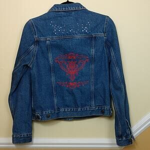 C.E. Schmidt Embellished Denim Jeans Jacket size Small
